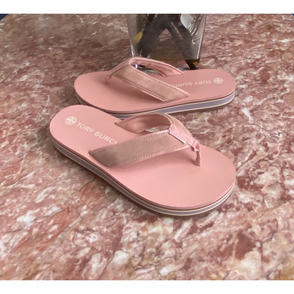 New Tory Burch 70s Style Pink Blush Suede Platform Flip Flop Sandals Sz 10, $150